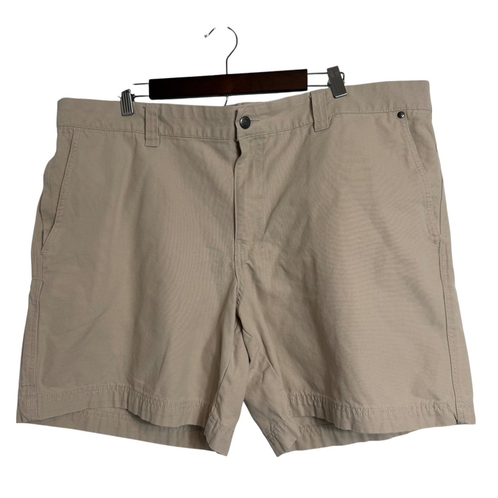 Columbia ROC II Shorts Men's 42 Khaki Tan 8" Inseam Cotton Hiking Outdoor